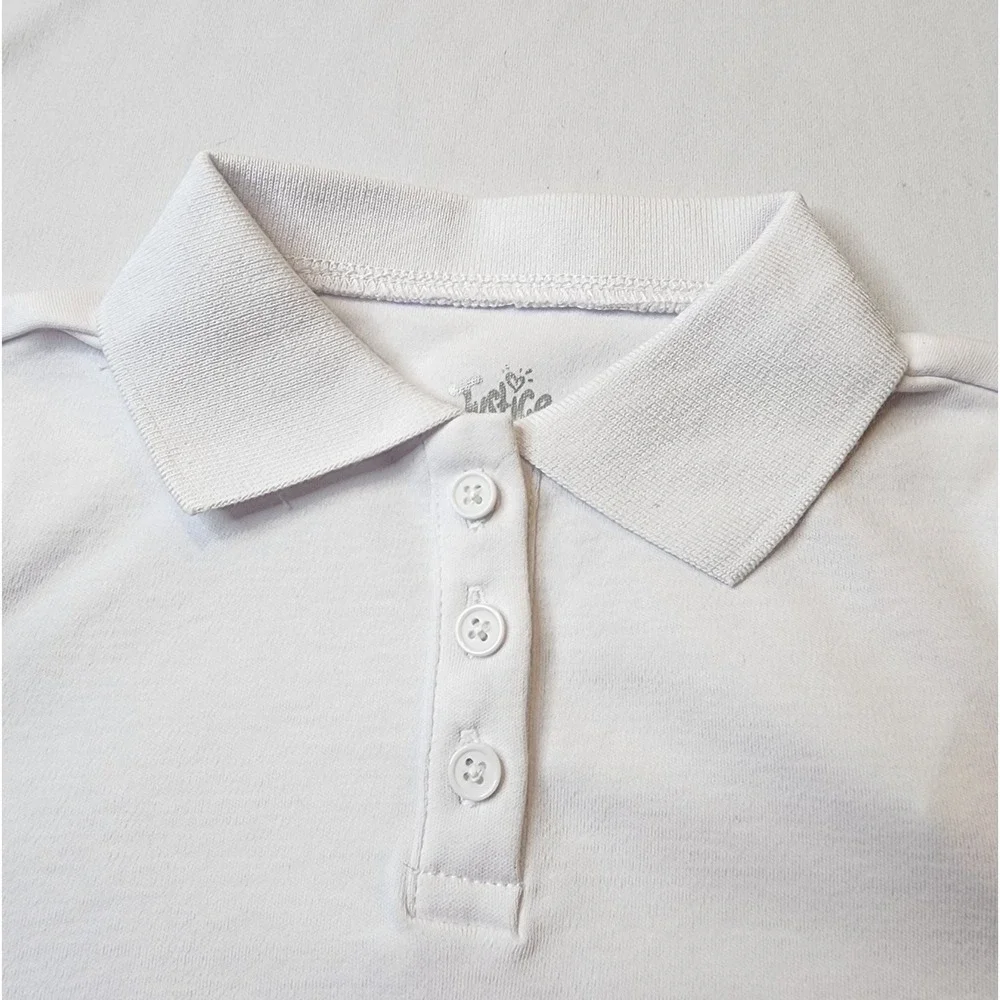 Justice‎ Girls White Long Sleeve Polo Shirt Uniform Size XS